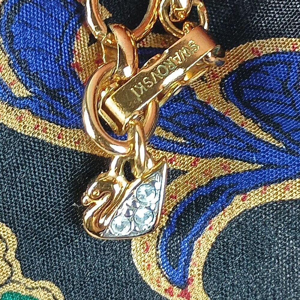 Vintage Swarovski Wave Necklace Gold Tone Rhodium Plated Clear Crystal 14"-16.5" - Picture 5 of 7